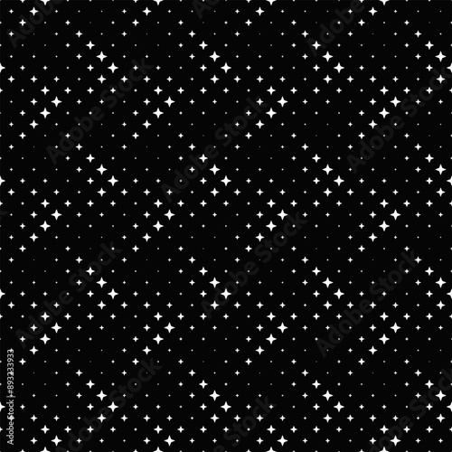 Seamless star pattern background - black and white geometrical vector graphic design