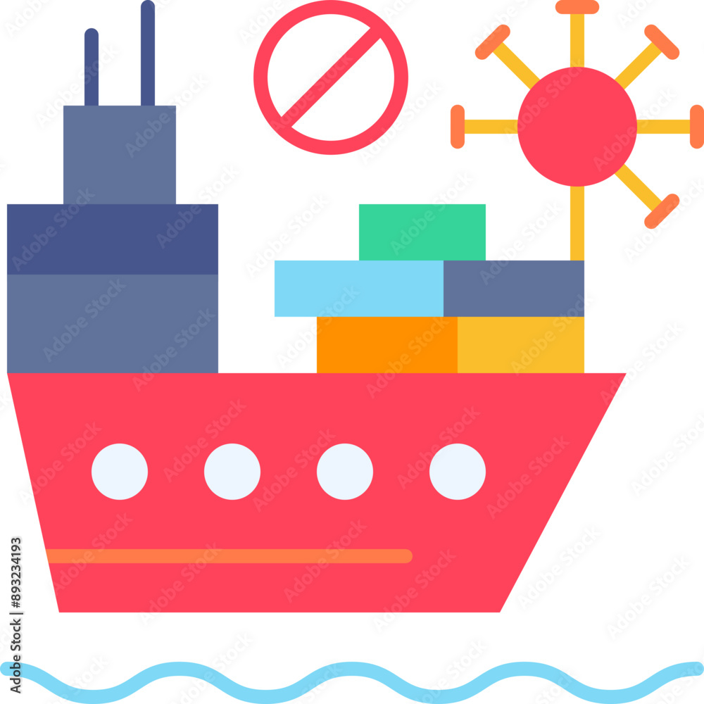 Cruise, ship, shipping, banned, virus Icon Cruise, ship, shipping, banned, virus Icon