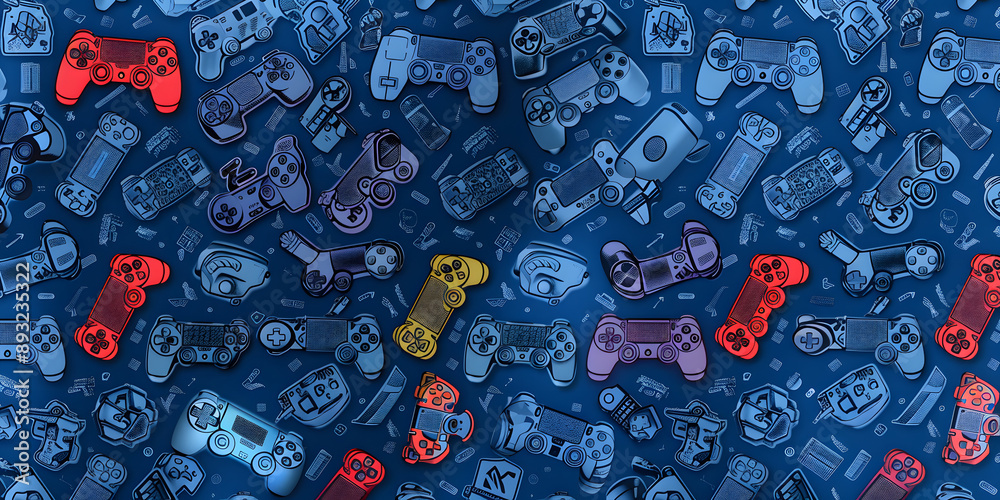 Video game controller background Gadgets seamless pattern Video game controller background Gadgets seamless pattern