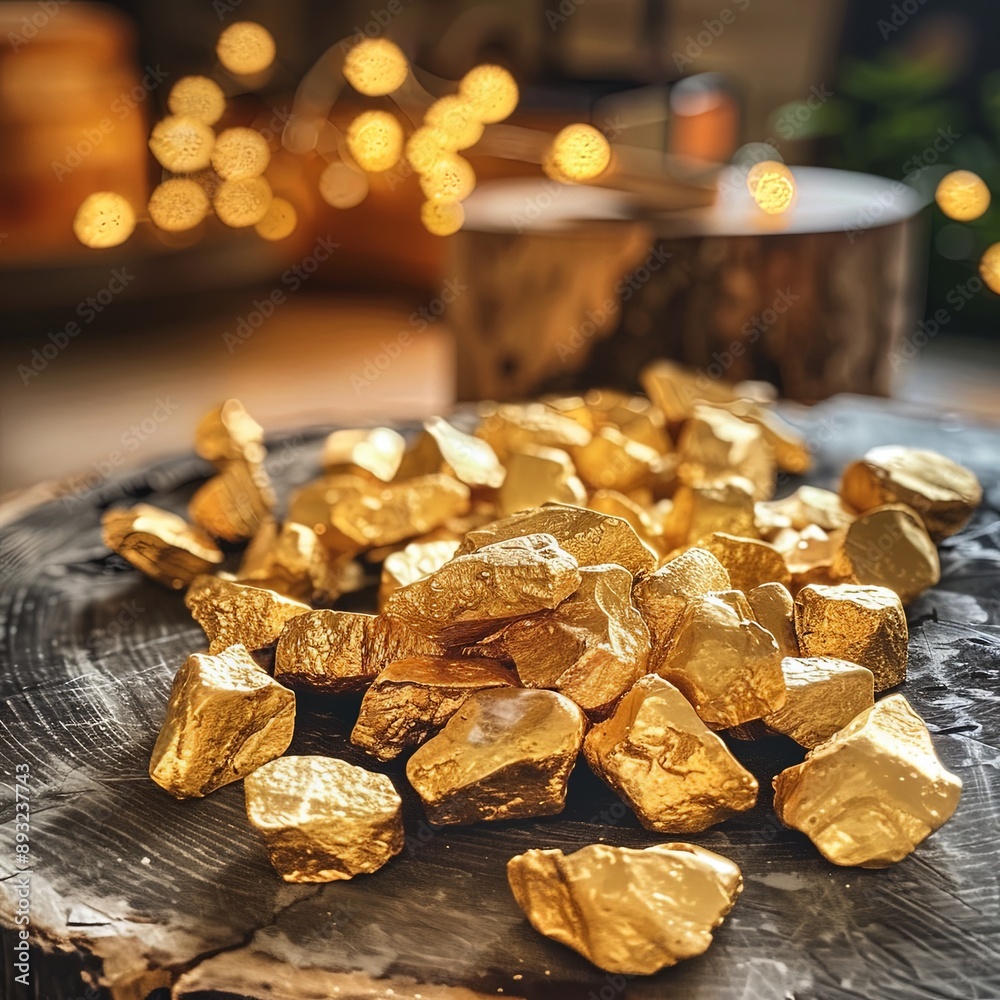 Close-Up of a Large Textured Gold Nugget on Dark Background Close-Up of a Large Textured Gold Nugget on Dark Background