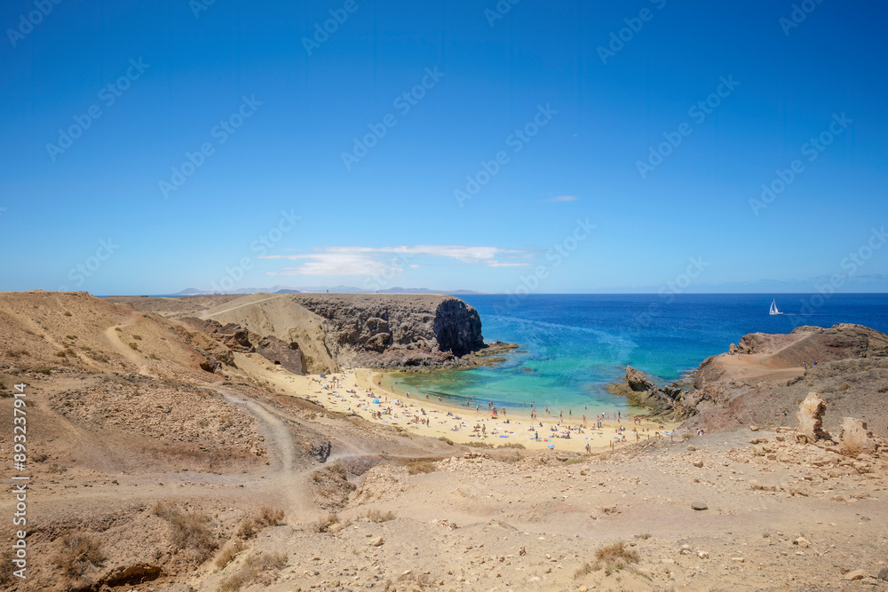 Spain, Canary Islands, Playa de Papagayo beach on Lanzarote island Spain, Canary Islands, Playa de Papagayo beach on Lanzarote island