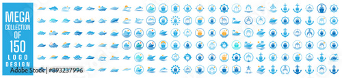 Mega collection of 150 Cruise logo design vector illustration. Used for company identity