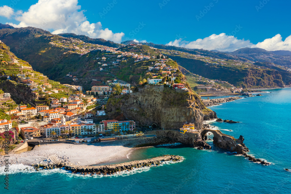 Panoramic view of the small village of Ponta do Sol, near Funchal. Madeira Island, Portugal