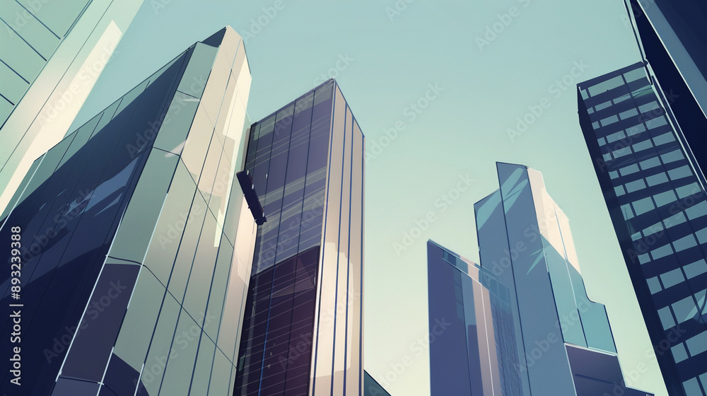 A futuristic skyscraper with a sleek, reflective glass facade rising against a clear blue sky, showcasing modern urban architecture and advanced design A futuristic skyscraper with a sleek, reflective glass facade rising against a clear blue sky, showcasing modern urban architecture and advanced design