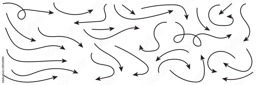 Collection hand drawn arrows. Set simple arrows isolated on white background. Arrow mark icons. Arrow paint - stock vector. Collection hand drawn arrows. Set simple arrows isolated on white background. Arrow mark icons. Arrow paint - stock vector.