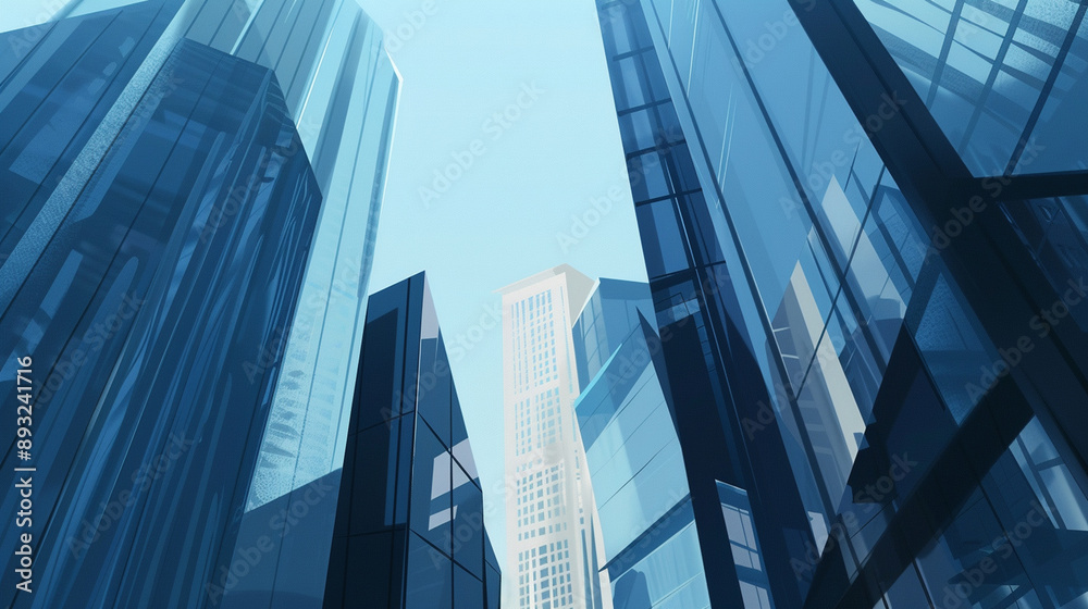 A futuristic skyscraper with a sleek, reflective glass facade rising against a clear blue sky, showcasing modern urban architecture and advanced design A futuristic skyscraper with a sleek, reflective glass facade rising against a clear blue sky, showcasing modern urban architecture and advanced design
