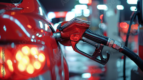 Close-up of a hand holding a gas pump while filling a car with fuel