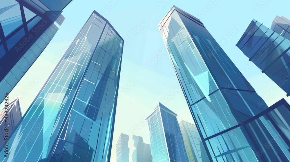 A futuristic skyscraper with a sleek, reflective glass facade rising against a clear blue sky, showcasing modern urban architecture and advanced design A futuristic skyscraper with a sleek, reflective glass facade rising against a clear blue sky, showcasing modern urban architecture and advanced design
