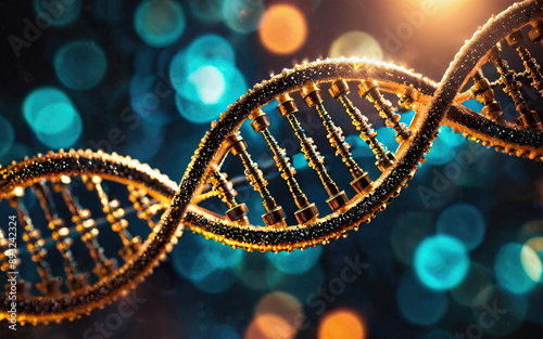 dna molecule steampunk style closeup on bokeh background