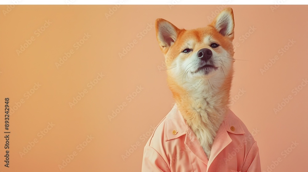 Obraz premium Surreal of Shiba Inu Dog Wearing Kawaii Pajamas on Pastel Background