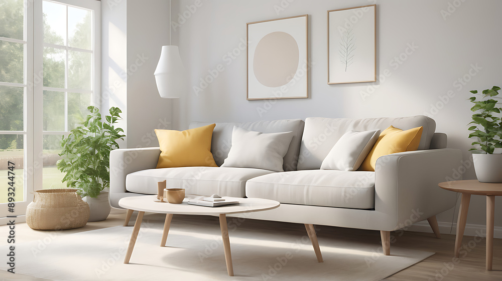 A Scandinavian-style sofa in a bright, airy living room, symbolizing simplicity and natural beauty. A Scandinavian-style sofa in a bright, airy living room, symbolizing simplicity and natural beauty.