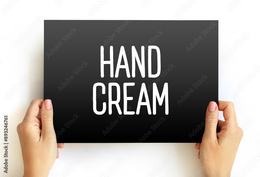 Hand cream text quote on card, concept background Hand cream text quote on card, concept background