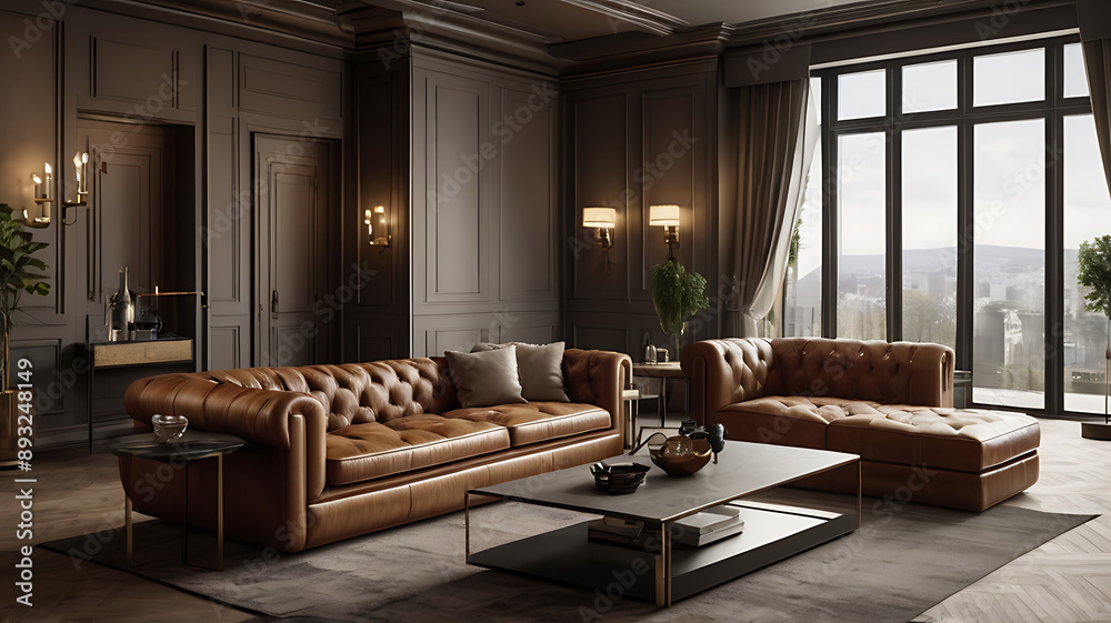 A luxurious leather sofa in a sophisticated setting, representing luxury and durability. A luxurious leather sofa in a sophisticated setting, representing luxury and durability.
