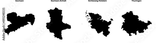 Sachsen, Sachsen-Anhalt, Schleswig-Holstein, Thuringen outline maps