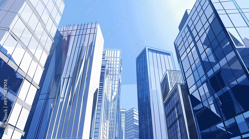 A futuristic skyscraper with a sleek, reflective glass facade rising against a clear blue sky, showcasing modern urban architecture and advanced design A futuristic skyscraper with a sleek, reflective glass facade rising against a clear blue sky, showcasing modern urban architecture and advanced design