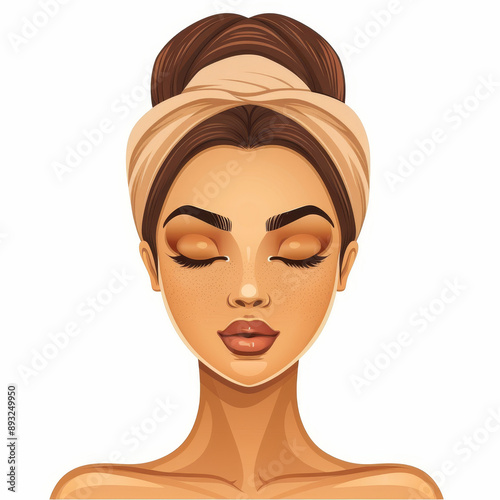 A serene portrait of a woman with a headband, showcasing a natural beauty and a calm expression, perfect for beauty concepts.