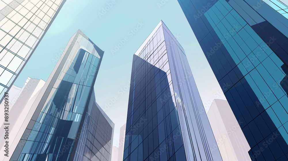 A futuristic skyscraper with a sleek, reflective glass facade rising against a clear blue sky, showcasing modern urban architecture and advanced design A futuristic skyscraper with a sleek, reflective glass facade rising against a clear blue sky, showcasing modern urban architecture and advanced design