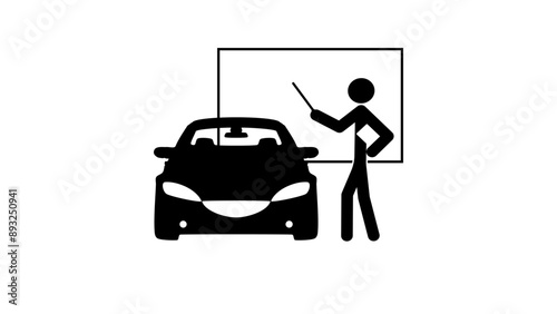 driving school, black isolated silhouette