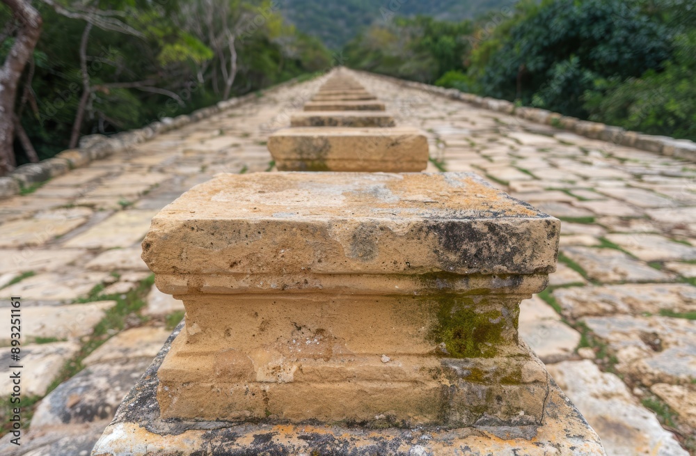 ancient stone steps in lush forest ancient stone steps in lush forest