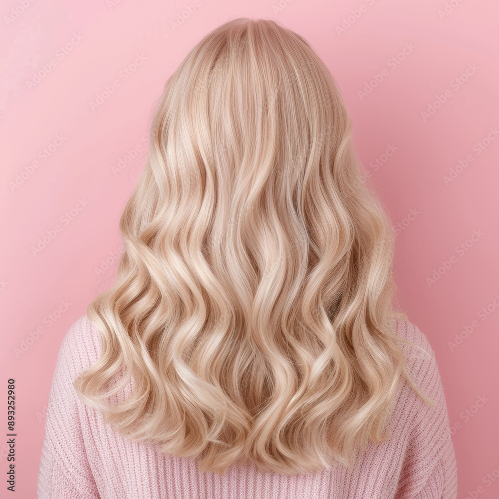 Wavy blonde hair on pink background Wavy blonde hair on pink background