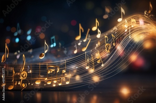 An abstract depiction of musical staves transformed into waves symbolizing sound.