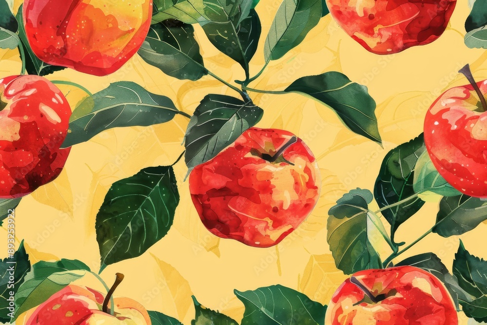 Fruit pattern. Seamless pattern of apple and leaves. Vintage botanical Fruit pattern. Seamless pattern of apple and leaves. Vintage botanical