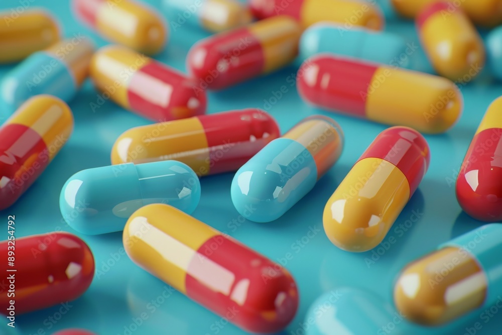 Group of antibiotic pill capsules. Healthcare and medical concept. Group of antibiotic pill capsules. Healthcare and medical concept.