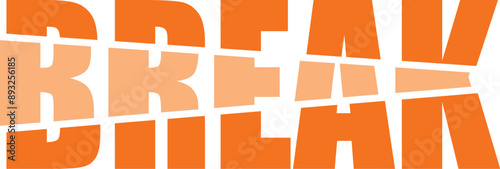 broken word, broken apart word, broken word, orange vector