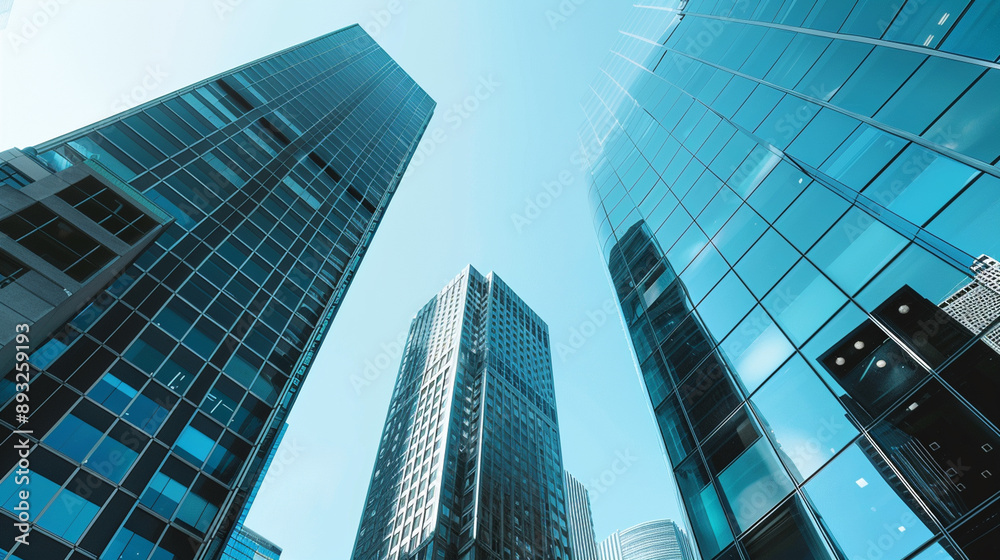 A futuristic skyscraper with a sleek, reflective glass facade rising against a clear blue sky, showcasing modern urban architecture and advanced design A futuristic skyscraper with a sleek, reflective glass facade rising against a clear blue sky, showcasing modern urban architecture and advanced design