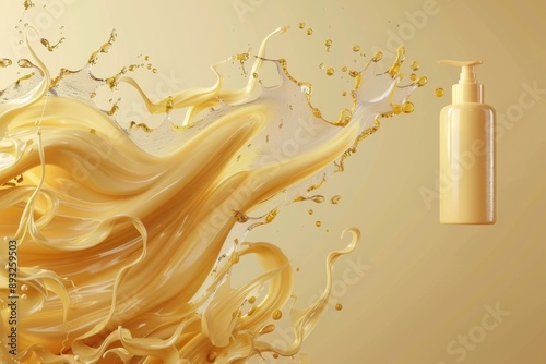 Nourish hair of shampoo or serum. Repair damaged hair concept, 3d rendering.