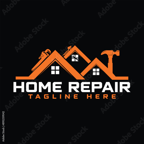 home repair, roofing, remodeling, handyman, home renovation, decor logo