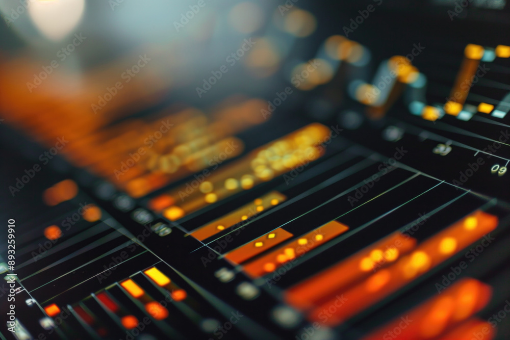 Close-up of financial data on a digital screen with brightly lit orange and yellow bar graphs. Financial analysis, stock market trends, data visualization, business analytics, economic forecasting. Close-up of financial data on a digital screen with brightly lit orange and yellow bar graphs. Financial analysis, stock market trends, data visualization, business analytics, economic forecasting.