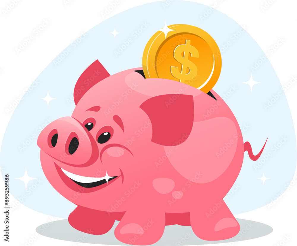 piggy bank pink pig with gold coin piggy bank pink pig with gold coin