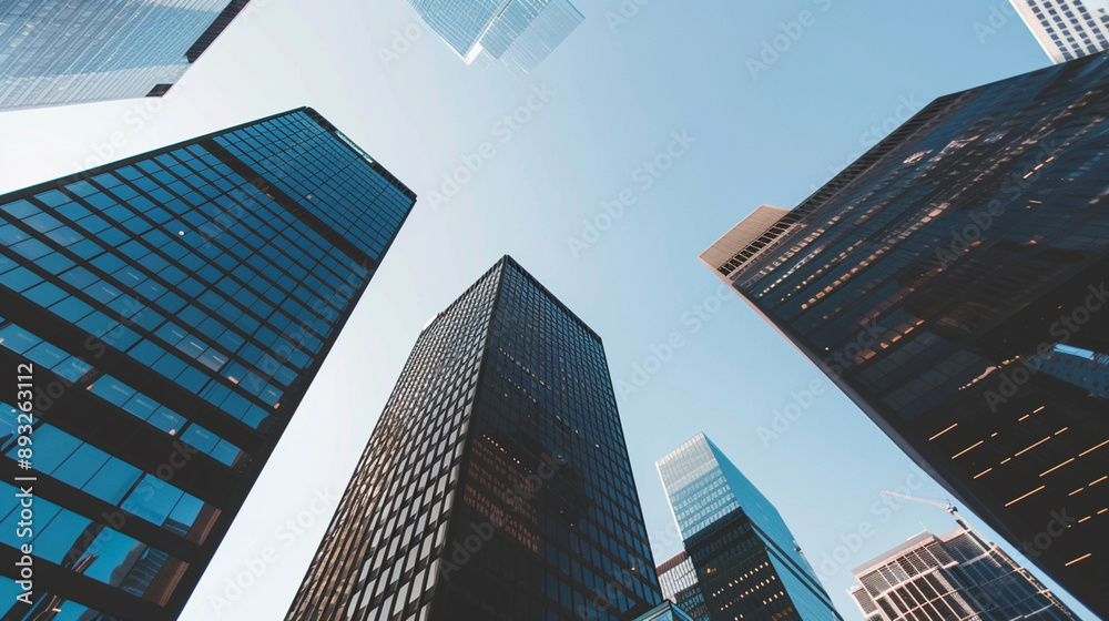 A futuristic skyscraper with a sleek, reflective glass facade rising against a clear blue sky, showcasing modern urban architecture and advanced design A futuristic skyscraper with a sleek, reflective glass facade rising against a clear blue sky, showcasing modern urban architecture and advanced design