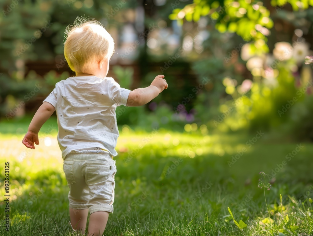 Exploring the World: A Young Boy's First Steps in the Garden Exploring the World: A Young Boy's First Steps in the Garden