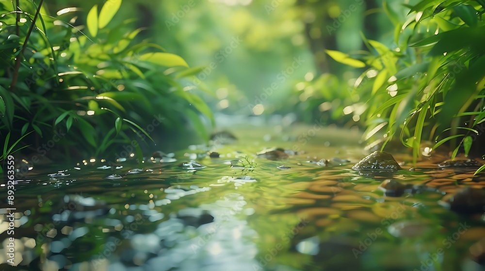 green leaves and water in forest green leaves and water in forest