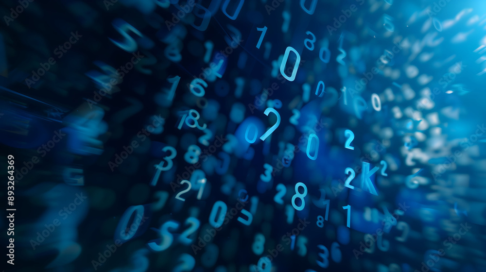 Abstract Mathematical Pattern with Random Scattered Decimal Numbers on Dark Background