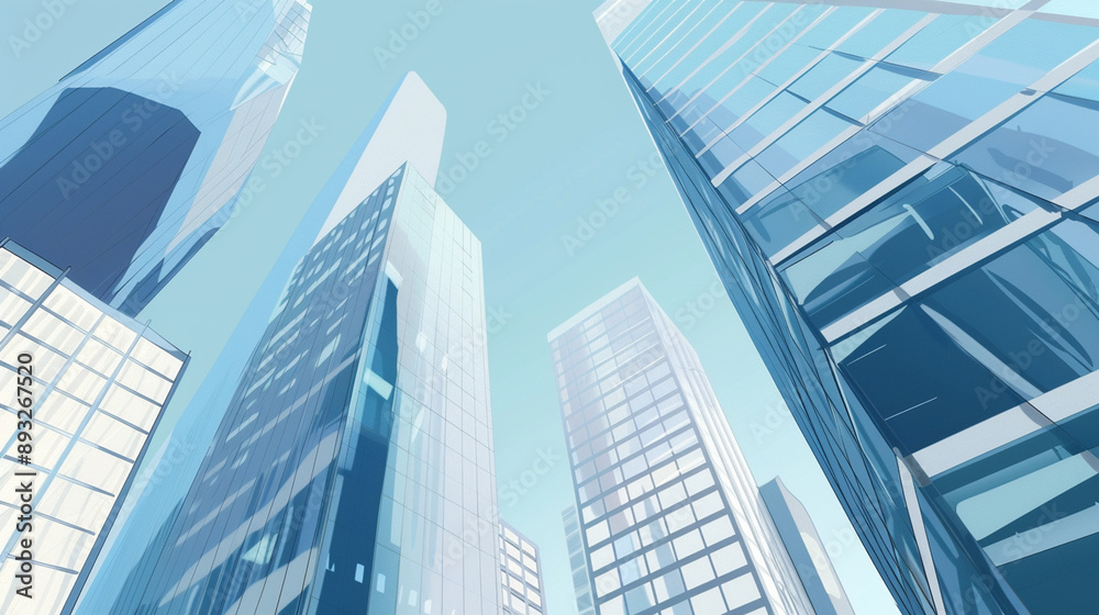 A futuristic skyscraper with a sleek, reflective glass facade rising against a clear blue sky, showcasing modern urban architecture and advanced design A futuristic skyscraper with a sleek, reflective glass facade rising against a clear blue sky, showcasing modern urban architecture and advanced design