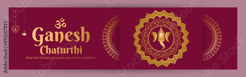 Vector illustration of Happy Ganesh Chaturthi social media feed template