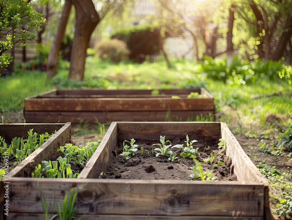 Reviving Neglected Raised Beds: Transforming a Garden in Spring - Gardening Concept Reviving Neglected Raised Beds: Transforming a Garden in Spring - Gardening Concept