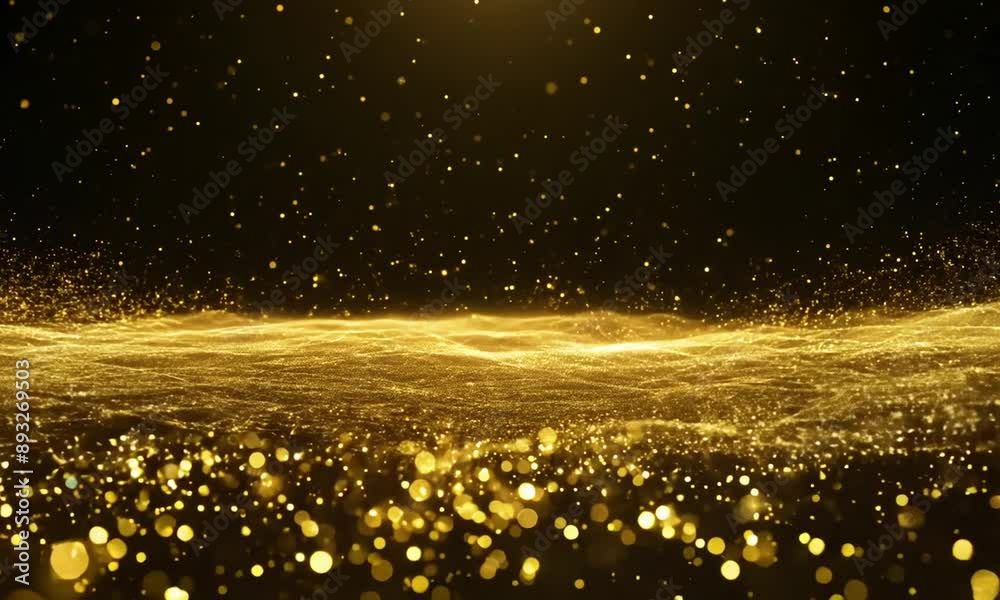 gold particles abstract background with shining golden floor particle ...