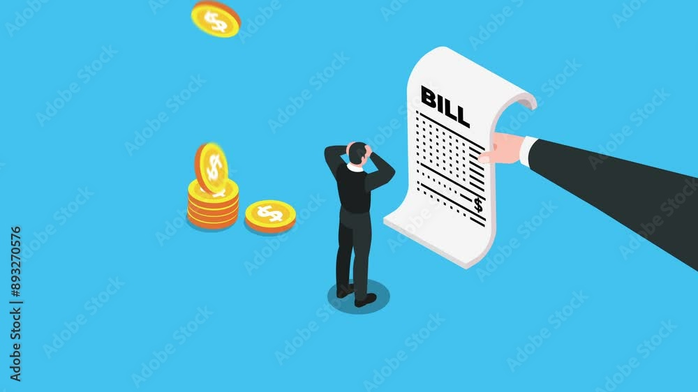 Businessman shocked by payment amount and paying finance bills