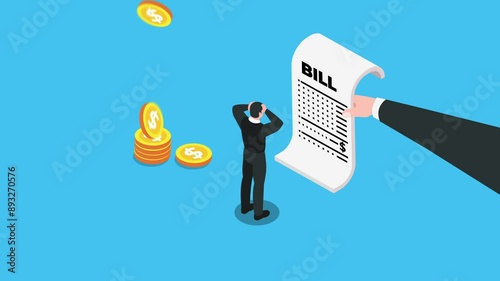 Businessman shocked by payment amount and paying finance bills