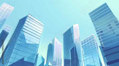 Wallpaper Mural A futuristic skyscraper with a sleek, reflective glass facade rising against a clear blue sky, showcasing modern urban architecture and advanced design Torontodigital.ca