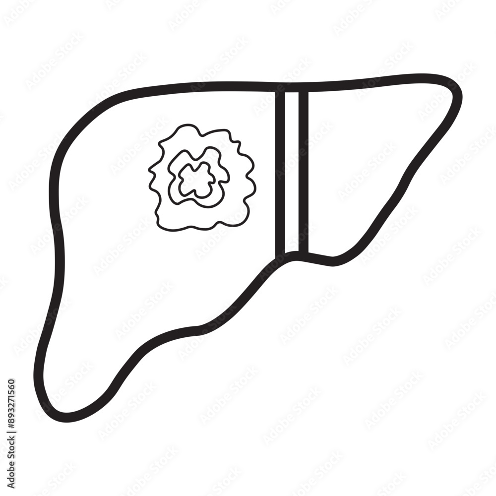 Obraz premium liver cancer line icon