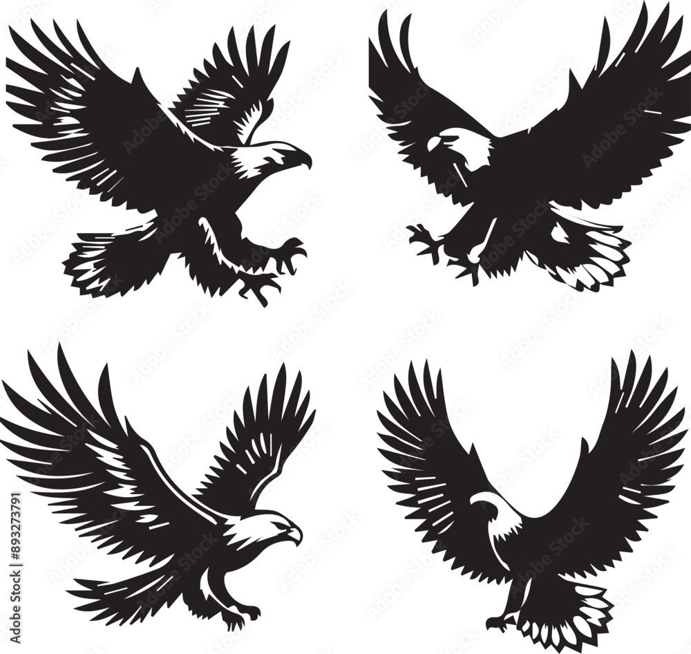 Obraz premium silhouette of clean vector Soaring Eagle on white background