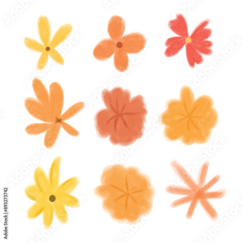 Various flower doodle isolated on white