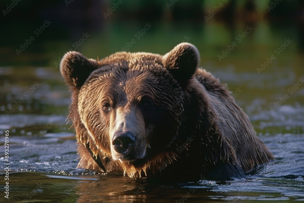 Grizzly bear (Ursus arctos horribilis) fishing in river, close-up Grizzly bear (Ursus arctos horribilis) fishing in river, close-up