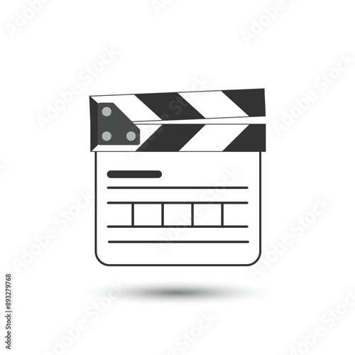 Closed clapper board vector icon in flat style for movie apps and web