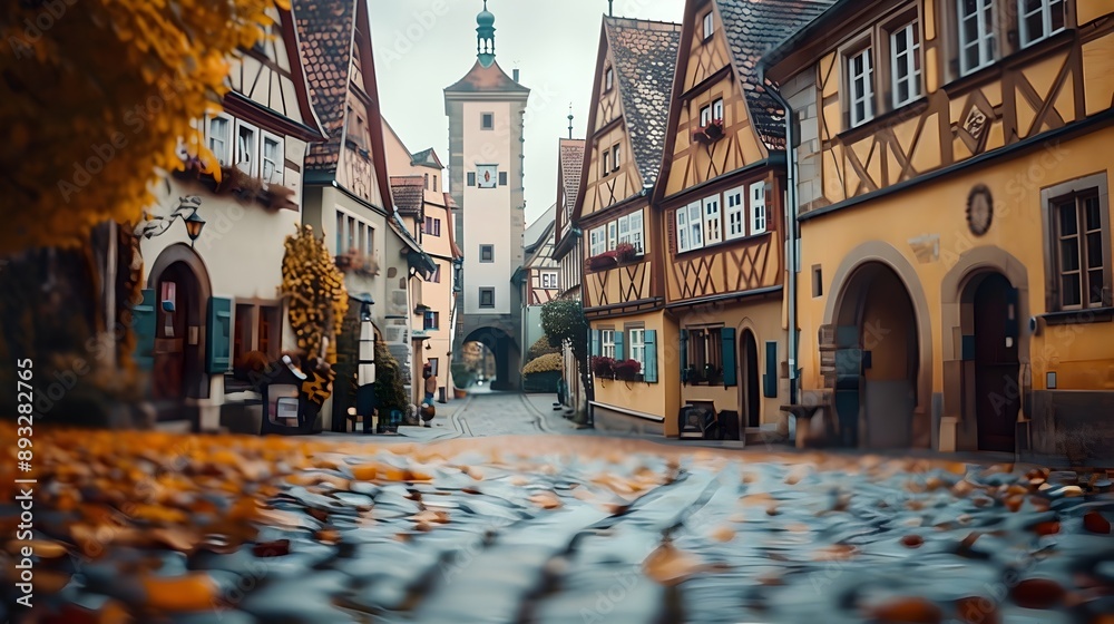 Obraz premium Charming Medieval Town of Rothenburg ob der in Autumn Splendor